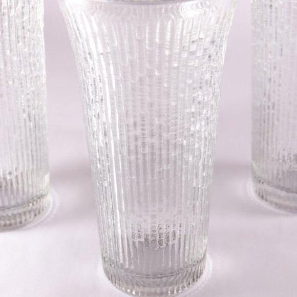 Jeannette Glass Finlandia Textured Ice Design Tree Bark Flared Rim Tumbler Set 4 - Picture 4 of 5